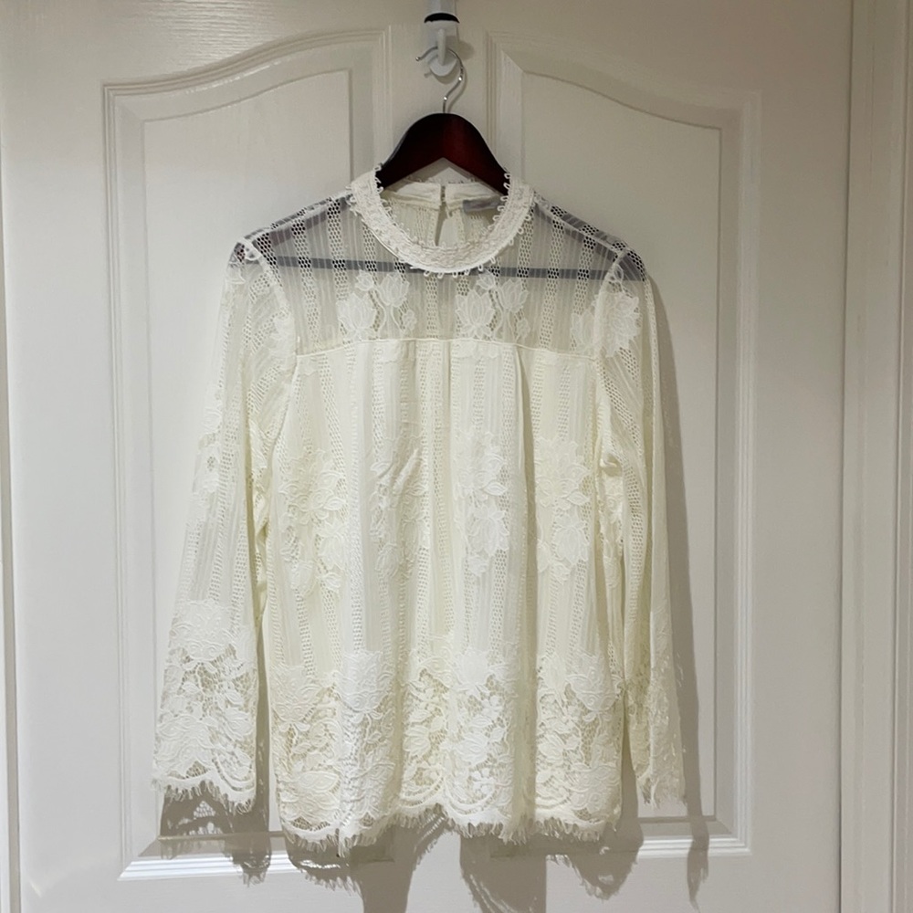 Ultra Pink L/S lace blouse